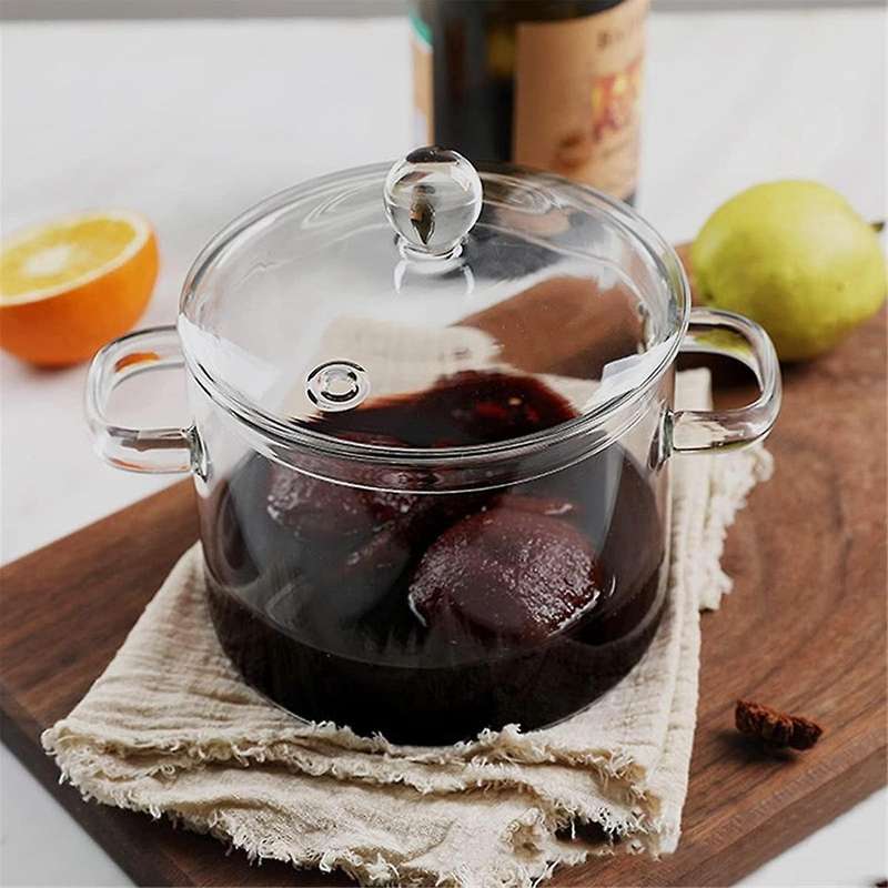 Glass Saucepan with Cover,Stovetop Cooking Pot with Lid and Handle Simmer Pot Clear Soup Pot, High