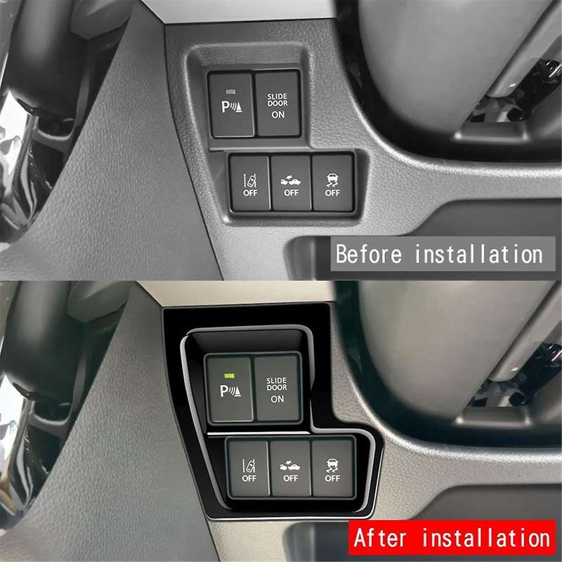 Gloss Black Car Front Left Multifunction Button Frame Panel Trim Frame Cover Sticker for Spacia 2017