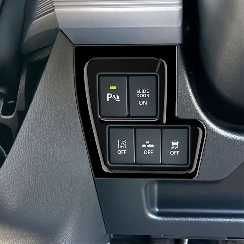 Gloss Black Car Front Left Multifunction Button Frame Panel Trim Frame Cover Sticker for Spacia 2017