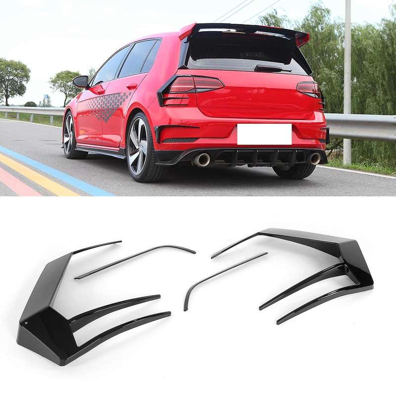 Gloss Black Car Tail Lights Cover Canards Flare Set for Golf MK7.5 GTD R 2017-2020
