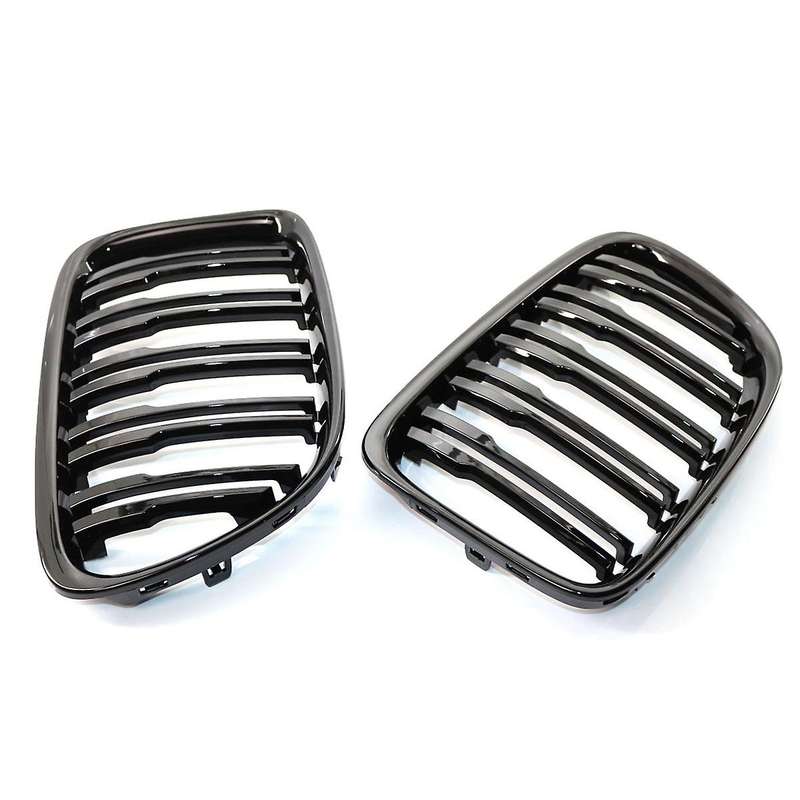 Gloss Black Front Hood Kidney Grille Sport Grill Replacement Dual Slat for E84 X1 4-Door 2009-2015