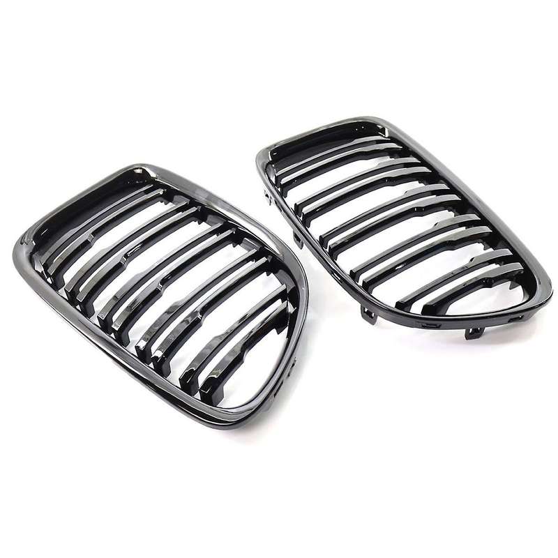 Gloss Black Front Hood Kidney Grille Sport Grill Replacement Dual Slat for E84 X1 4-Door 2009-2015
