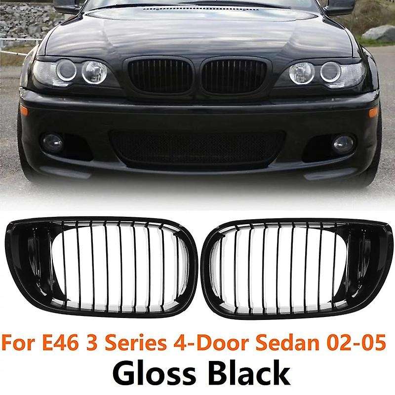 Gloss Black Front Hood Kidney Grill for -BMW E46 3 Series 2002-2005 4D Sedan 318I 320I 323I 328I Fr