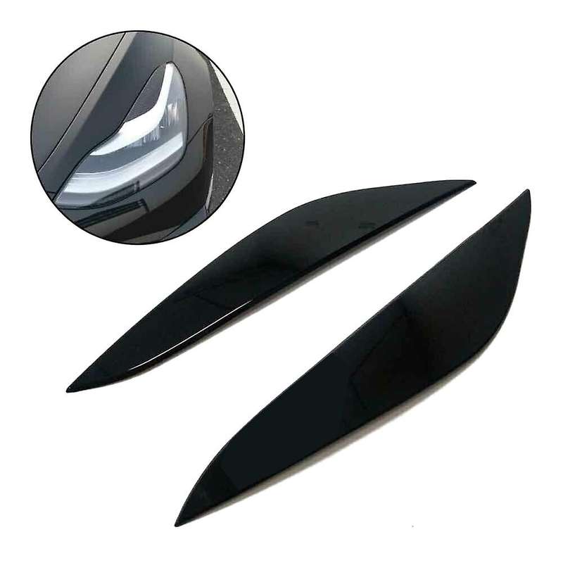 Gloss Black Front Headlight Head Light Lamp Cover Eyelid Eyelids Eyebrow Trim for 2017-2019