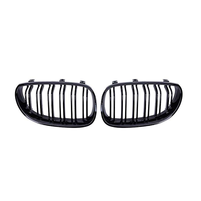 Gloss Black Front Bumper Kidney Grille Grill Hood Mesh Double Line for E60 M5 E61 520I 545I 550I 535