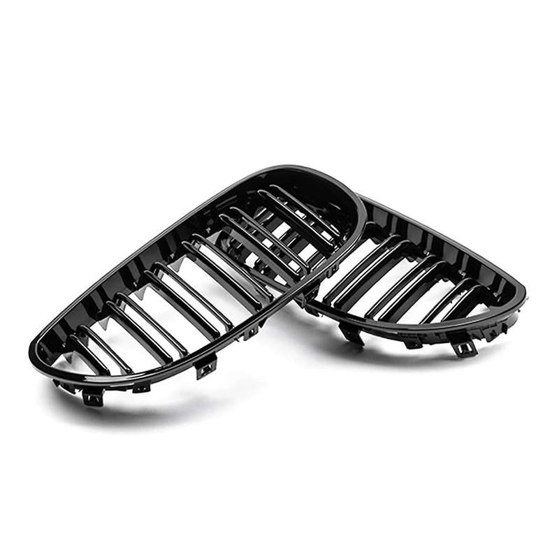 Gloss Black Front Bumper Kidney Grille Grill Hood Mesh Double Line for E60 M5 E61 520I 545I 550I 535