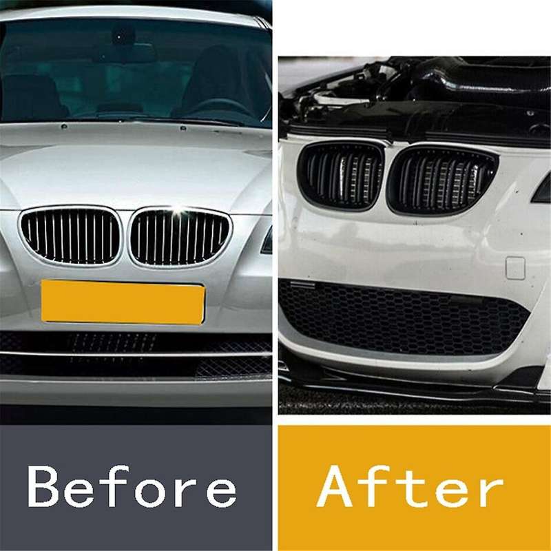 Gloss Black Front Bumper Kidney Grille Grill Hood Mesh Double Line for E60 M5 E61 520I 545I 550I 535