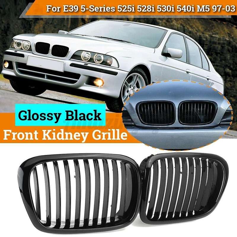 Gloss Black Front Hood Kidney Grill for - E39 5-Series 525I 528I 530I 540I M5 1997-2003 Front Bumper
