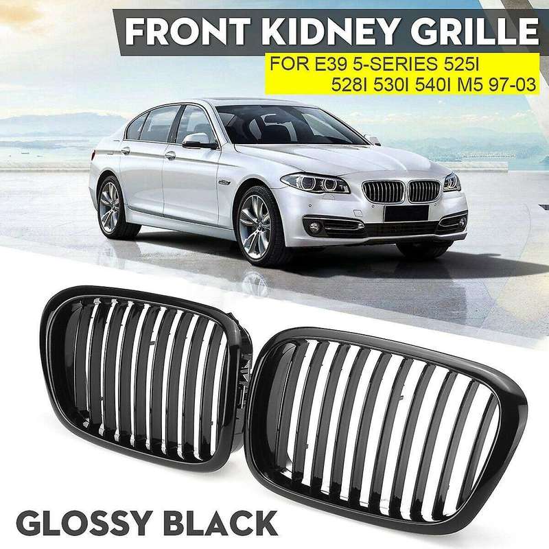Gloss Black Front Hood Kidney Grill for - E39 5-Series 525I 528I 530I 540I M5 1997-2003 Front Bumper