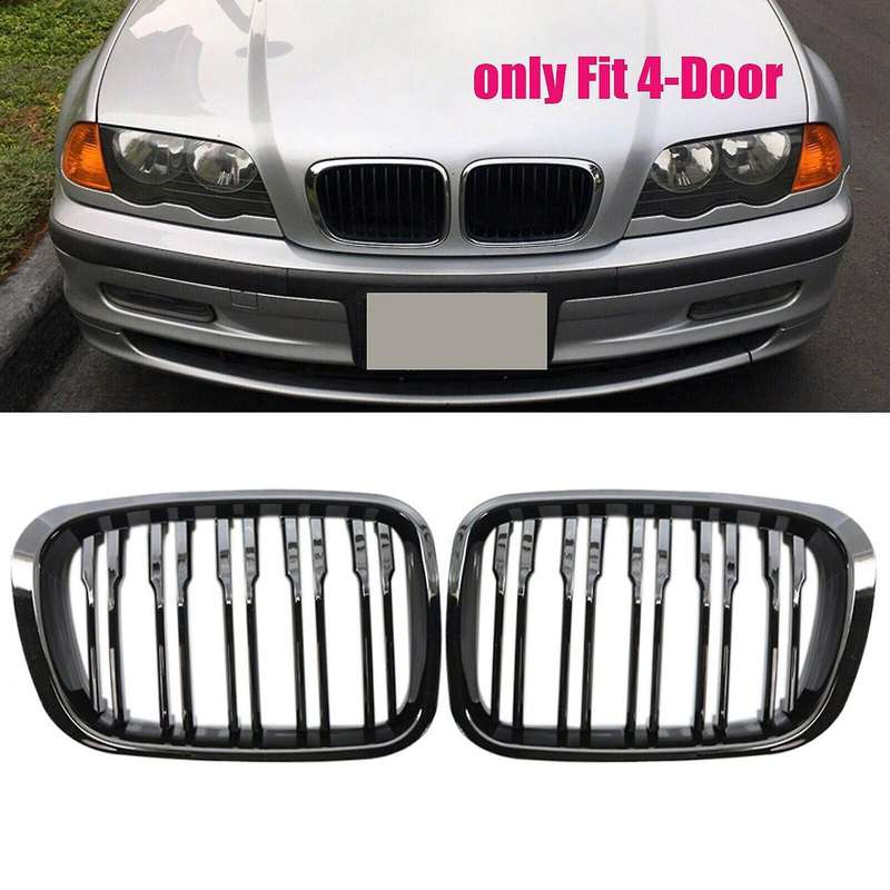 Gloss Black Front Kidney Double Line Grille Sport Grill for E46 3-Series 4 Door 1998-2001 5113820848