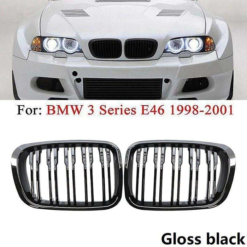 Gloss Black Front Kidney Double Line Grille Sport Grill for E46 3-Series 4 Door 1998-2001 5113820848