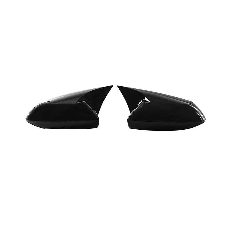 Gloss Black Ox Horn Rearview Mirror Cover Cap Trim for 2019-2023