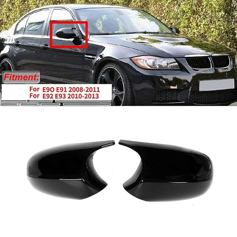 Gloss Black M3 Style Rear View Mirror Cap Cover Replacement for 3 Series E90 E91 E92 E93 Facelifted