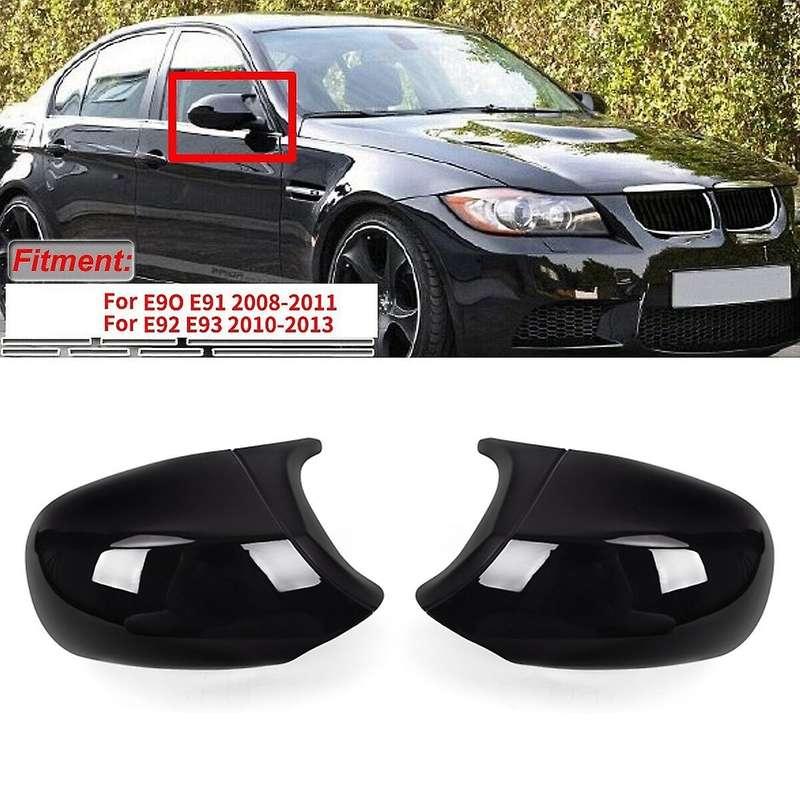 Gloss Black M3 Style Rear View Mirror Cover Cap Replacement for 3 Series E90 E91 E92 E93 Facelifted