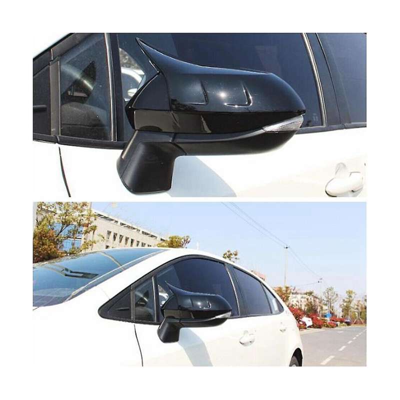 Gloss Black Ox Horn Side Door Rearview Mirror Cover Trim Cap for 2019-2023