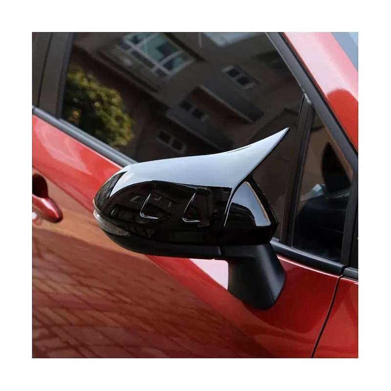 Gloss Black Ox Horn Side Door Rearview Mirror Cover Trim Cap for 2019-2023