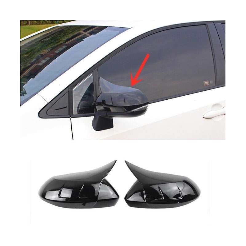 Gloss Black Ox Horn Side Door Rearview Mirror Cover Trim Cap for 2019-2023