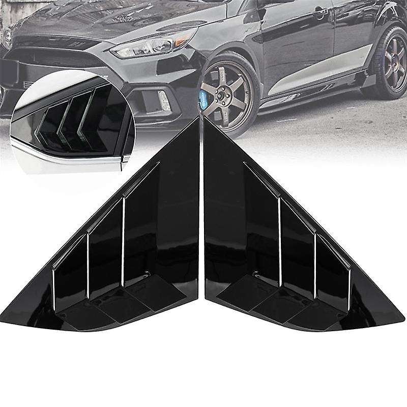 Gloss Black Rear Side Vent Quarter Window Louver Shutter Cover for Focus MK3 Hatchback 2012-2018