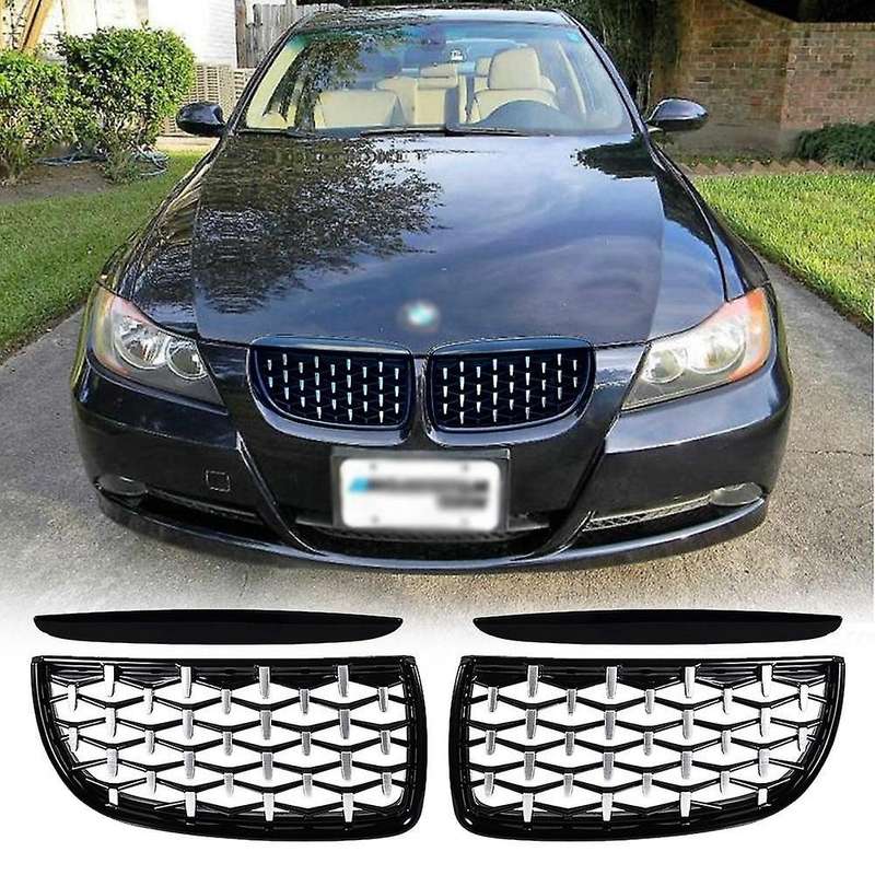 Gloss Black&chrome Diamond Meteor Latest Style Grille for - 3 Series E90 E91 325i 328i 335i - 2005-