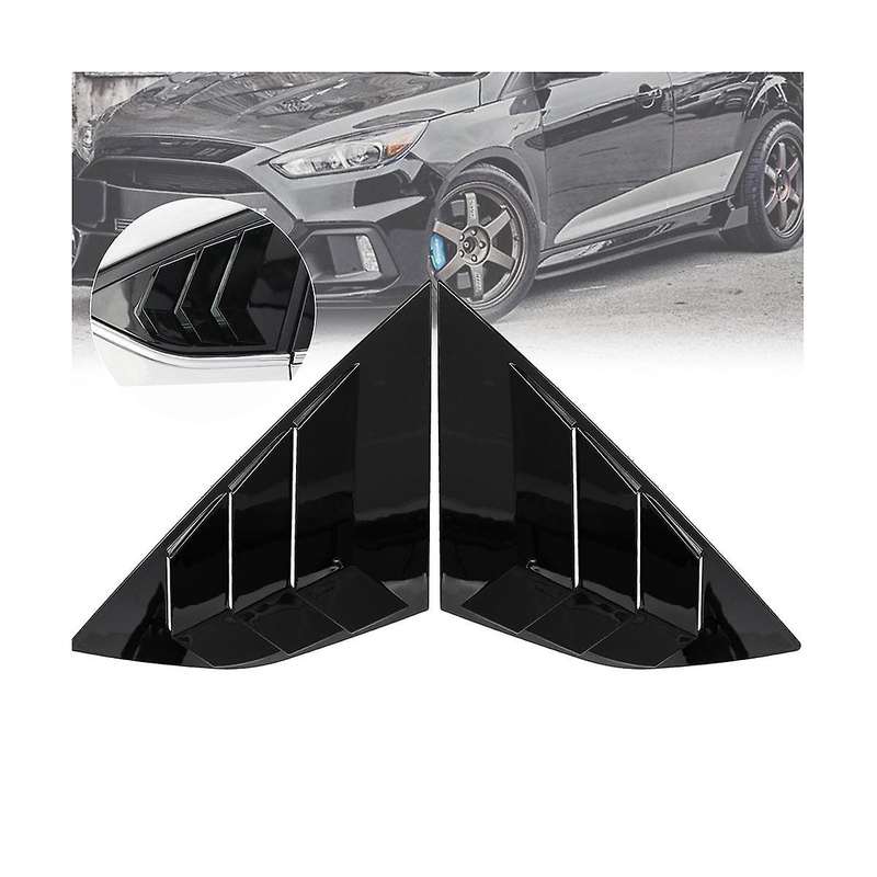 Gloss Black Rear Side Vent Quarter Window Louver Shutter Cover for Focus Mk3 St Hatchback 2012-2018