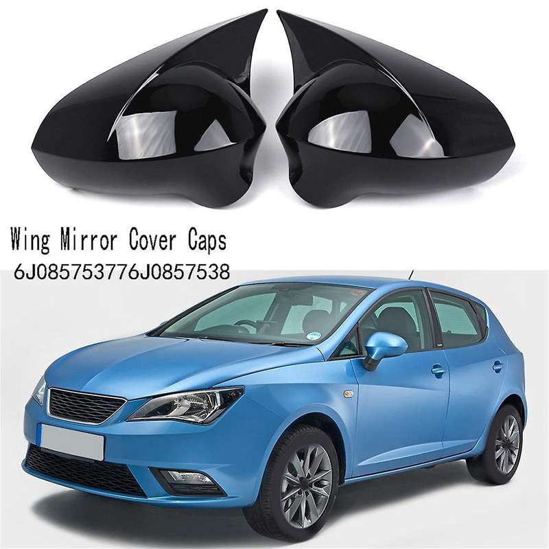 Gloss Black Wing Mirror Cover Caps for Seat 6J MK4 2008-2017 Rear View Mirror Cover