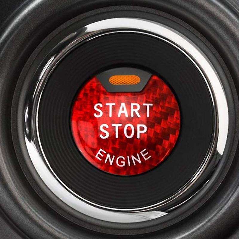 Gloss Red Real Carbon Fiber Keyless Engine Start/Stop Push Start Button Cover Compatible for and for