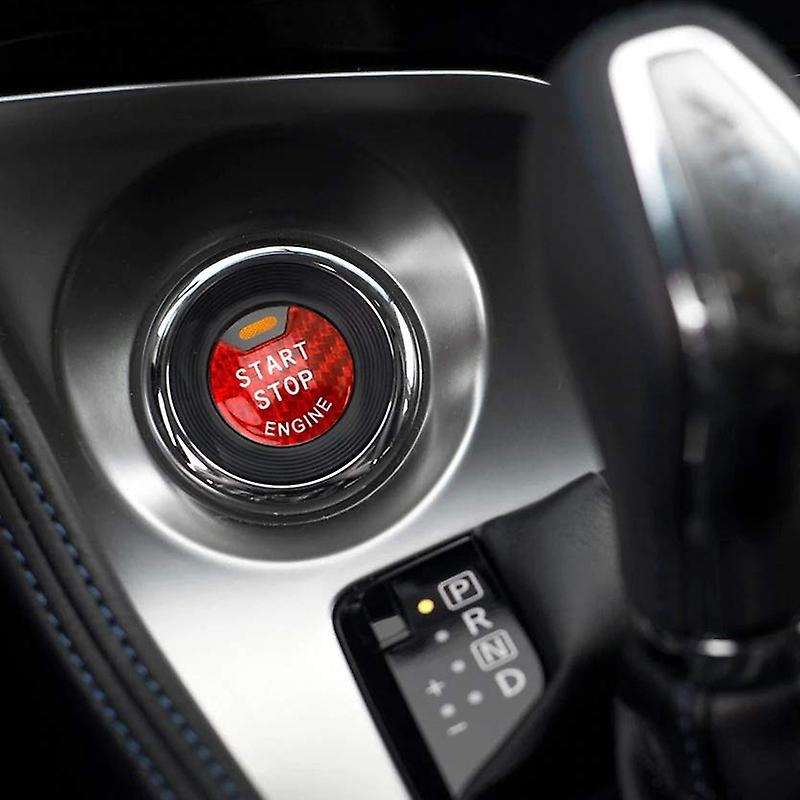 Gloss Red Real Carbon Fiber Keyless Engine Start/Stop Push Start Button Cover Compatible for and for