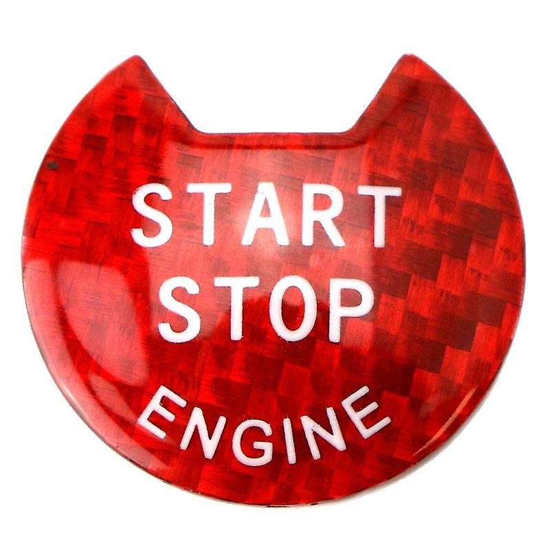 Gloss Red Real Carbon Fiber Keyless Engine Start/Stop Push Start Button Cover Compatible for and for