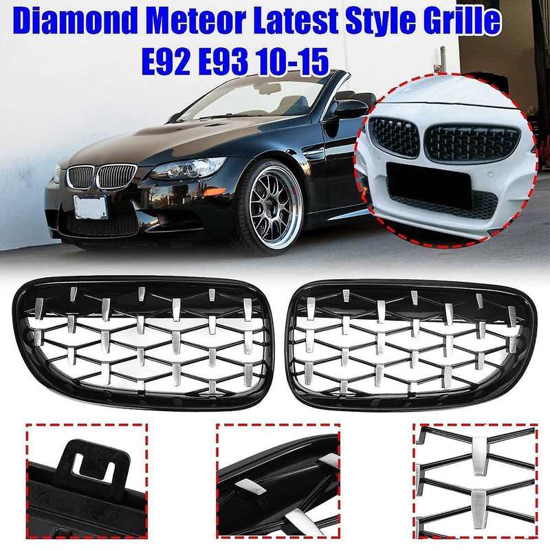 Gloss Black&Chrome Diamond Meteor Style Grille for 3 Series E92 E93 2010-2015 51137254969 5113725497