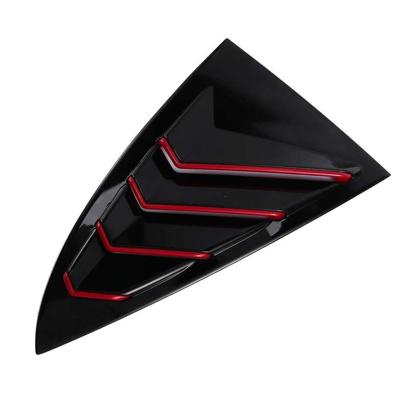 Glossy Black Car Rear Triple-Cornered Window Louvers Side Vent Cover Decoration for 2017-2020