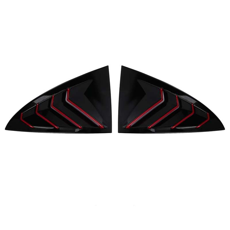 Glossy Black Car Rear Triple-Cornered Window Louvers Side Vent Cover Decoration for 2017-2020