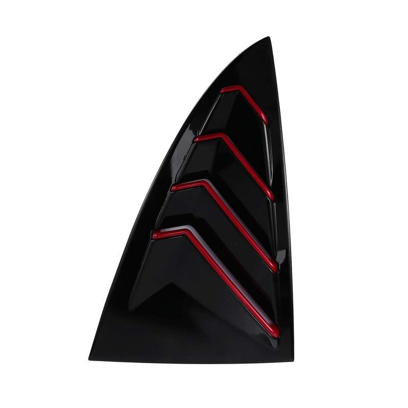 Glossy Black Car Rear Triple-Cornered Window Louvers Side Vent Cover Decoration for 2017-2020