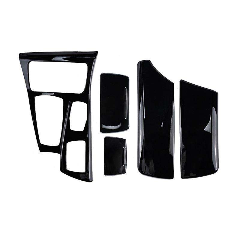 Glossy Black Car Gear Shift Frame + Armrest Box Panel Cover Trim for 5 Series F10 F18 520 525 523 52