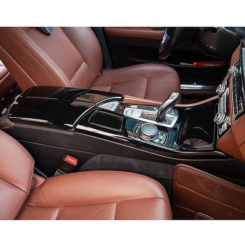 Glossy Black Car Gear Shift Frame + Armrest Box Panel Cover Trim for 5 Series F10 F18 520 525 523 52