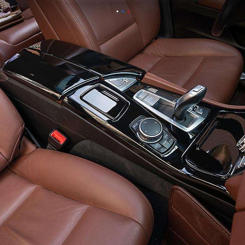 Glossy Black Car Gear Shift Frame + Armrest Box Panel Cover Trim for 5 Series F10 F18 520 525 523 52
