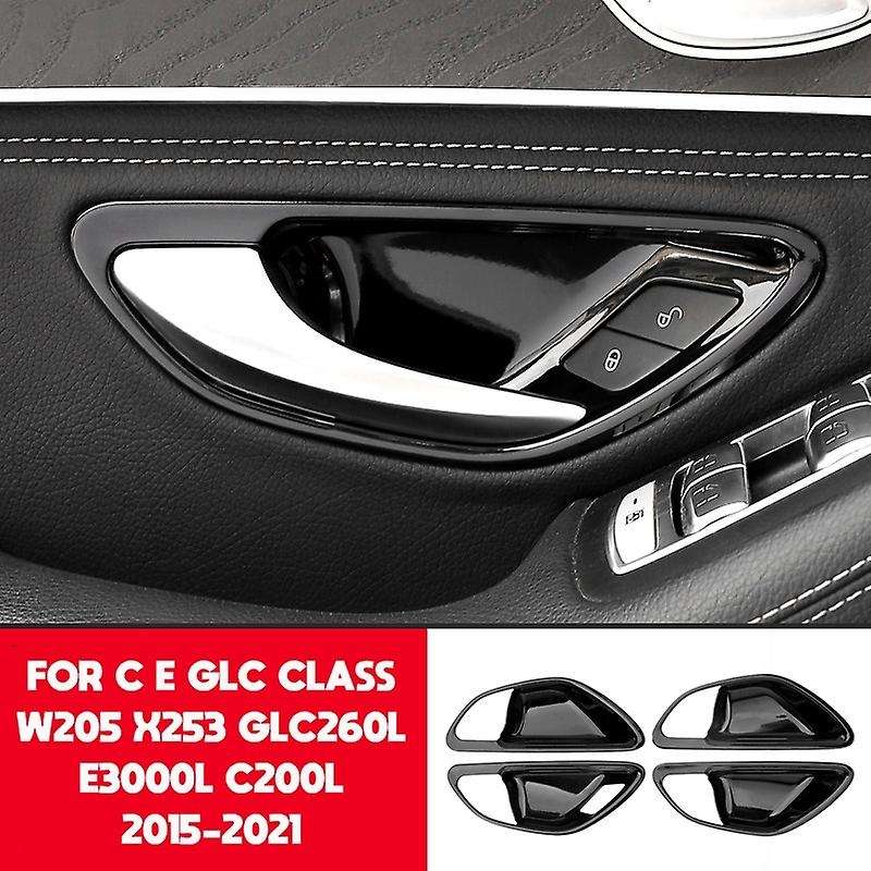 Glossy Black Car Door Handle Bowl Cover Trim for C E GLC Class W205 X253 GLC260L E3000L C200L 2015-2
