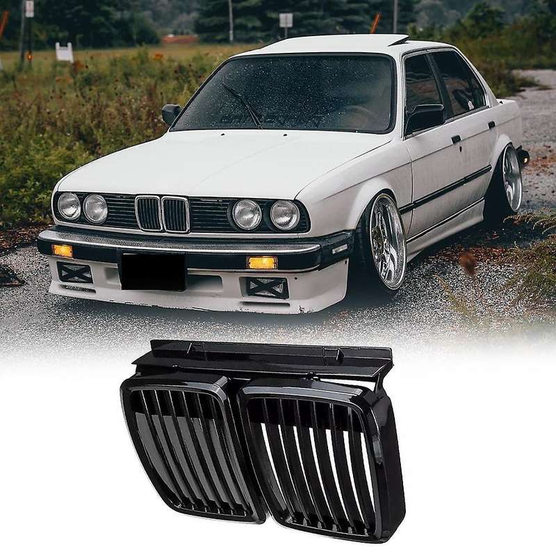 Glossy Black Car Front Bumper Kidney Grilles for  E30 Sedan/ 1982-1994 Replacement Racing Grilles