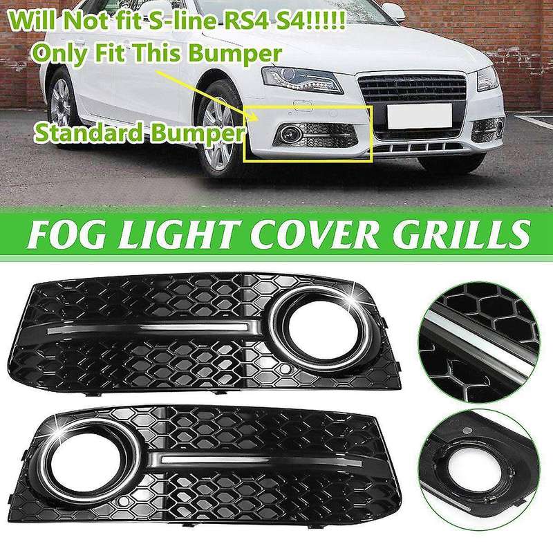 Glossy Black Car Front Fog Light Mesh Grille Cover for A4 B8 2009-2011 Fog Lamp Honeycomb Grille Co
