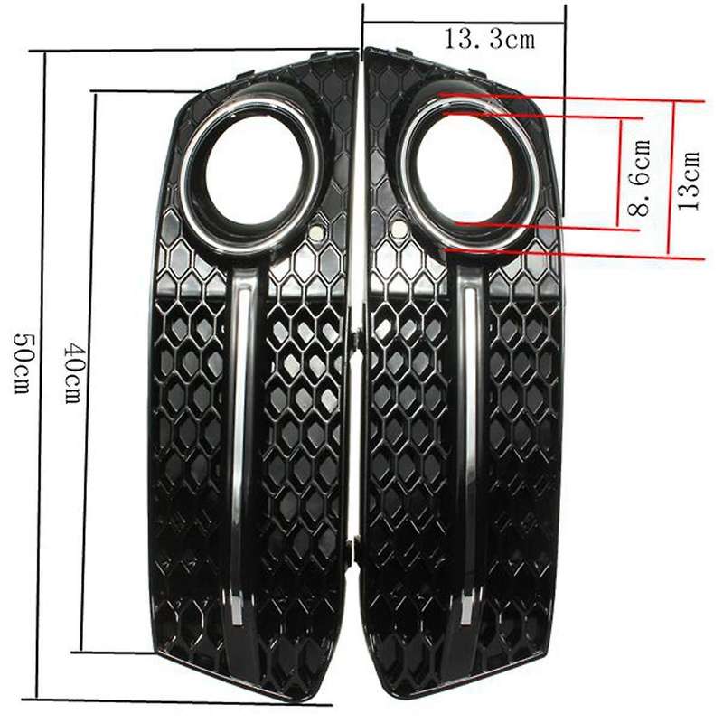 Glossy Black Car Front Fog Light Mesh Grille Cover for A4 B8 2009-2011 Fog Lamp Honeycomb Grille Co