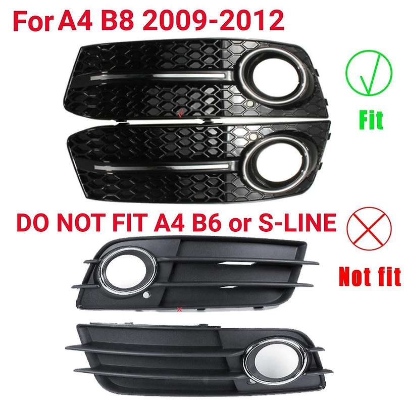 Glossy Black Car Front Fog Light Mesh Grille Cover for A4 B8 2009-2011 Fog Lamp Honeycomb Grille Co