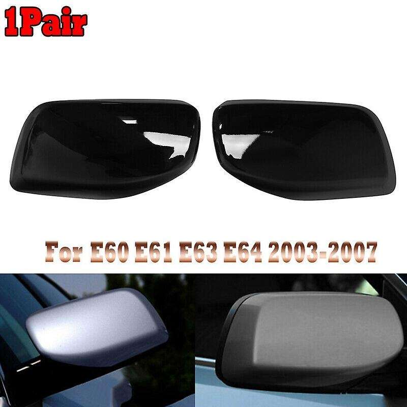Glossy Black Door Side Mirror Cover Caps for E60 E61 E63 E64 5/6 Series 2003-2010 51167078360 511670