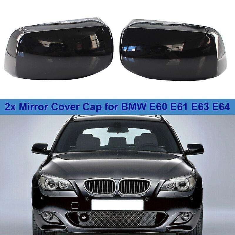 Glossy Black Door Side Mirror Cover Caps for E60 E61 E63 E64 5/6 Series 2003-2010 51167078360 511670