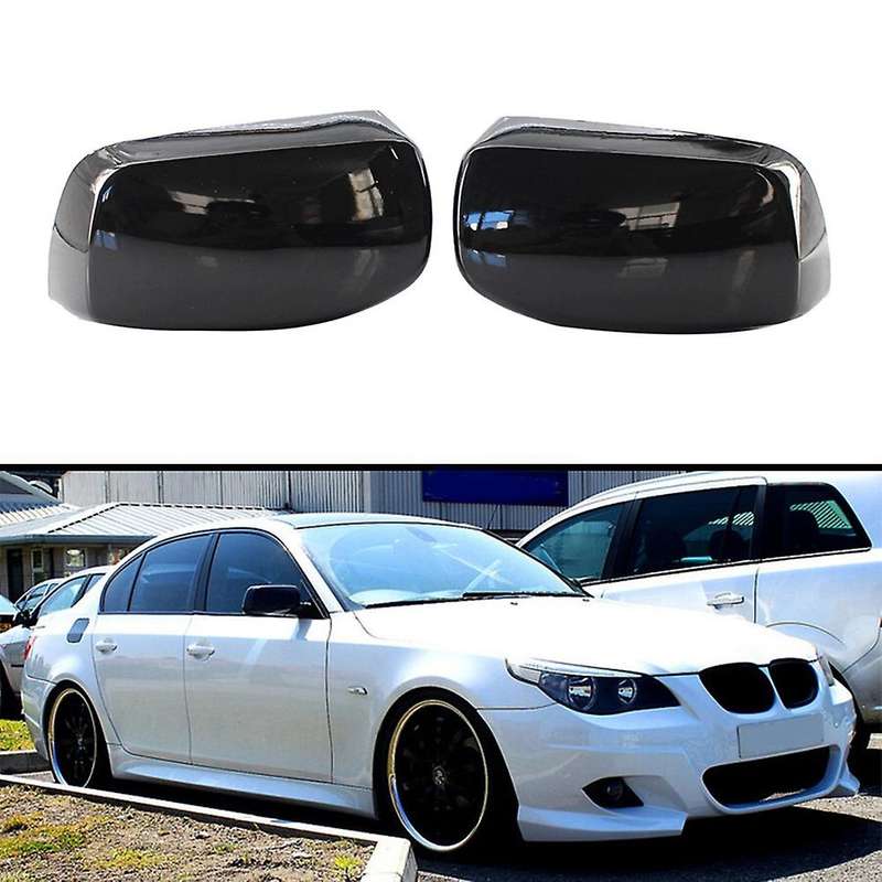 Glossy Black Door Side Mirror Cover Caps for E60 E61 E63 E64 5/6 Series 2003-2010 51167078360 511670