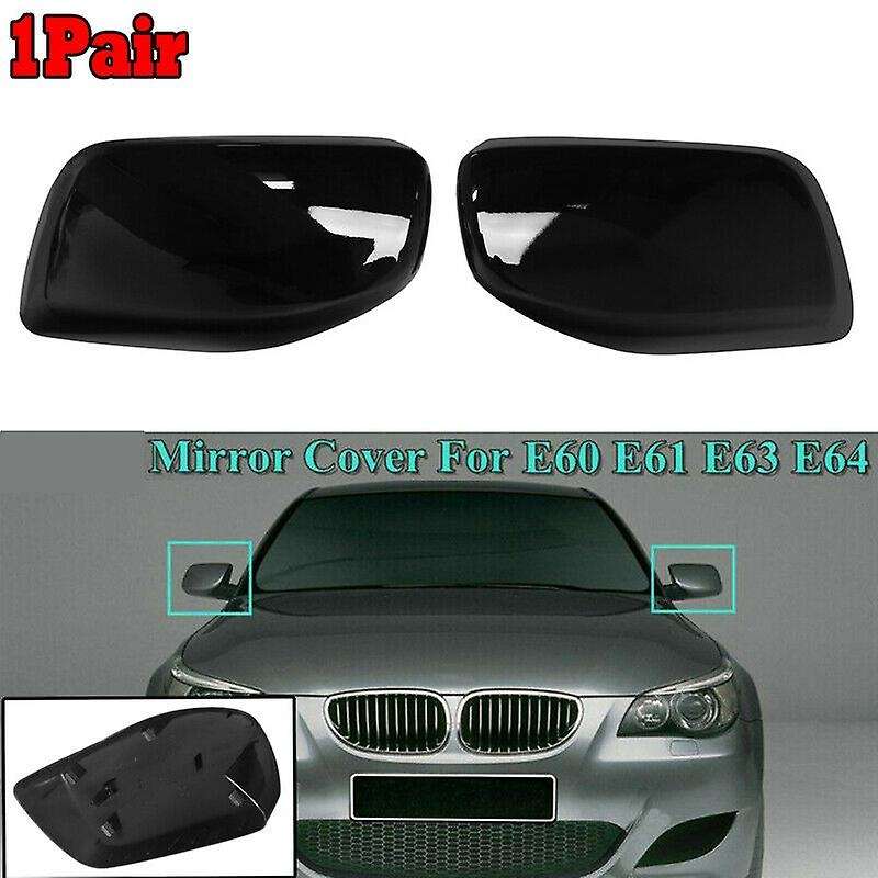 Glossy Black Door Side Mirror Cover Caps for E60 E61 E63 E64 5/6 Series 2003-2010 51167078360 511670