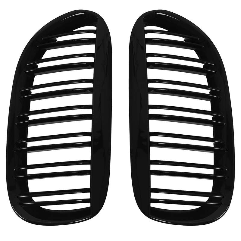 Glossy Black Double Line Front Hood Kidney Grille Grill for 2004-2010 E63 E64 6-series M6 Coupe Con