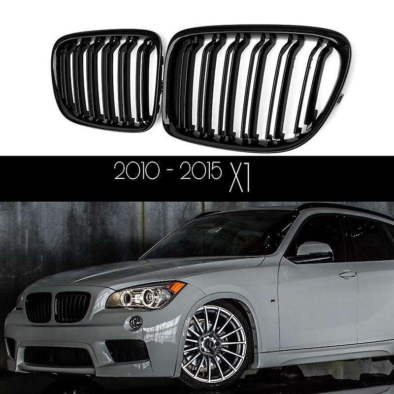 Glossy Black Front Bumper Dual Slat Front Kidney Grill Grille for X1 Series E84 SDrive