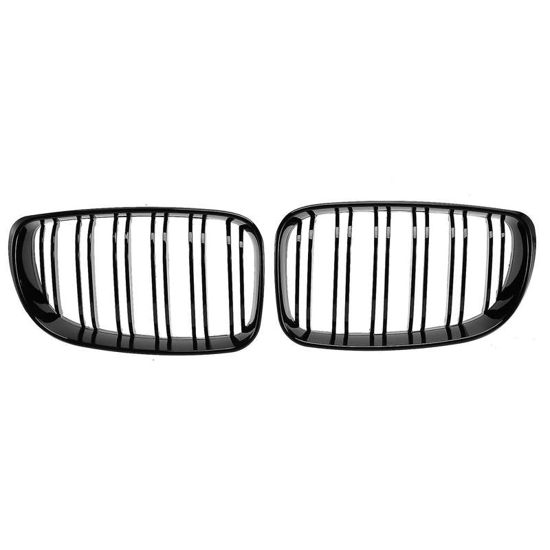 Glossy Black Dual Slats Front Kidney Grille Grill Replacement
