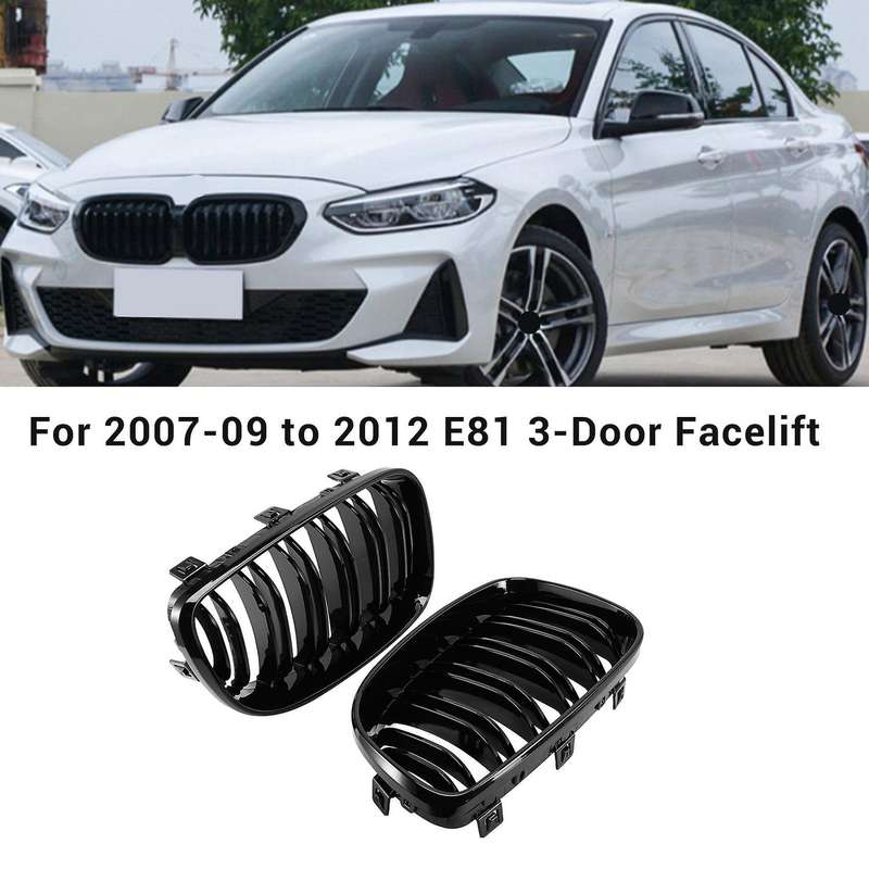 Glossy Black Dual Slats Front Kidney Grille Grill Replacement
