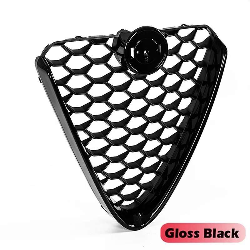 Glossy Black Front Bumper Grille Racing Honeycomb Mesh Badgeless Grill for Base 2017-2022