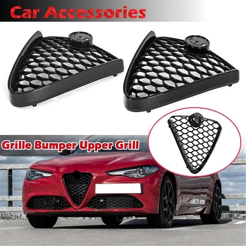 Glossy Black Front Bumper Grille Racing Honeycomb Mesh Badgeless Grill for Base 2017-2022